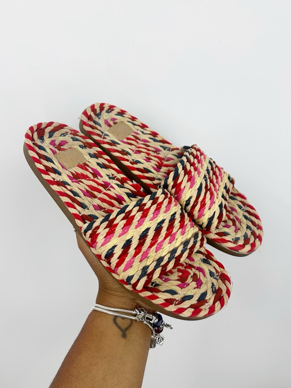 Crown And Ivy Gingham Ruffle Slides Women's Size 8.5 Boho